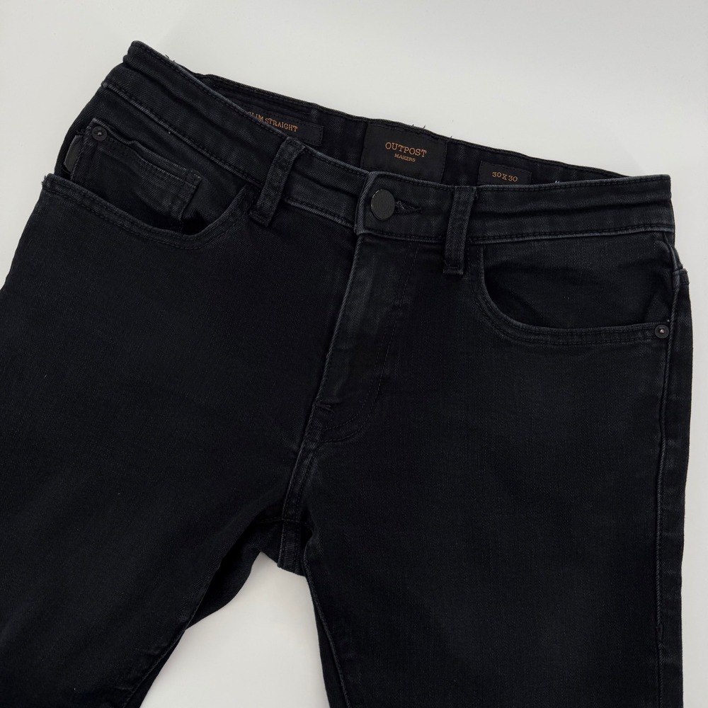 Outpost Makers Slim Straight Black Denim Jeans‎ Mens 30x30
